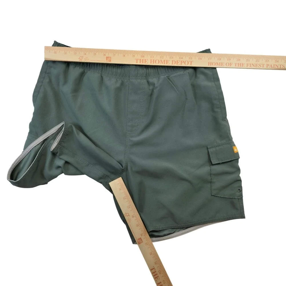 Quiksilver Waterman Collection Mens Sage Green Cargo Board Shorts Swim Trunks L